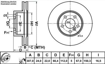 BMW 3 Serisi G20 320d xDrive Ön Fren Diski 2.0 Dizel 190 Beygir 307 mm Çap Standart Paket 2019 Sonrası ATE ORIGINAL