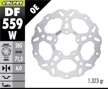 Ducati Desert X Arka Fren Diski 265 mm 2021 Sonrası GALFER DALGALI SABİT ÇELİK DİSK