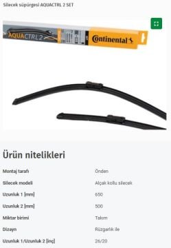 Volvo XC60 Ön Silecek Seti Sağ Sol Takım 2008-2017 CONTINENTAL
