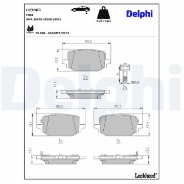Renault Austral Arka Fren Balatası 1.2 E-Tech 200 Beygir 2022 Sonrası DELPHI