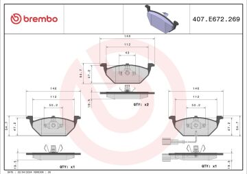 Volkswagen Golf 6 Performanslı Ön Fren Balatası 1.6 TDI 90 Beygir 2009-2012 BREMBO XTRA