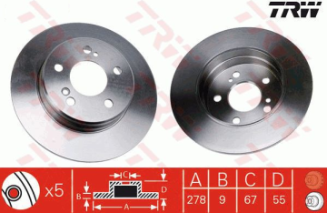 Mercedes E Serisi 210 Kasa Arka Fren Diski E200 Kompresör 163 Beygir 278 mm Çap 1996-2002 TRW