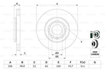 Skoda Fabia Ön Fren Diski 1.4 16V 75 Beygir 256 mm Çap 2000-2007 BOSCH