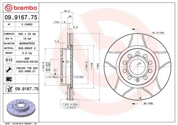 Volkwagen Jetta 4 Performanslı Ön Fren Diski 1.2 TSI 105 Beygir 280 mm Çap Çizgili 2011 Sonrası BREMBO MAX