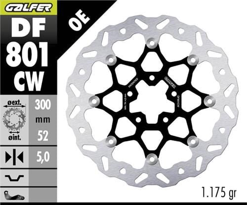 Husqvarna Svartpilen 801 Ön Fren Diski 300 mm 2024 Sonrası GALFER DALGALI HAREKETLİ ALUMİNYUM DİSK