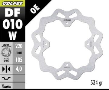 Honda CRF 250 L Arka Fren Diski 220 mm 2013 Sonrası GALFER DALGALI SABİT DİSK