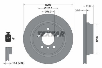 BMW E39 523i Arka Fren Diski Havalı Tip 298 mm Çap 1999-2003 TEXTAR