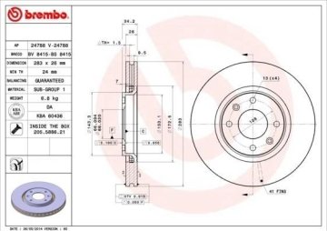 Peugeot 307 Ön Fren Diski 1.6 HDi 90 Beygir Büyük Tip 283 mm Çap 2001-2008 BREMBO