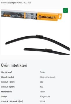 Renault Trafic 3.Nesil Ön Silecek Seti Sol Sağ Takım 2014 Sonrası CONTINENTAL