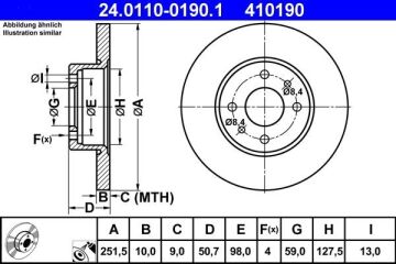 Fiat Linea Arka Fren Diski 1.4 Turbo 120 Beygir 251 mm Çap 2007-2017 ATE ORIGINAL