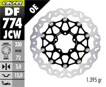 Ducati Panigale V4 S Ön Fren Diski 330 mm 2018 Sonrası GALFER DALGALI HAREKETLİ ALÜMİNYUM DİSK