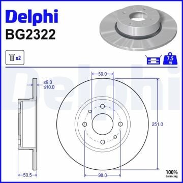 Fiat Linea Arka Fren Diski 1.4 Turbo 120 Beygir 251 mm Çap 2007-2017 DELPHI