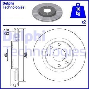 Peugeot 208 Ön Fren Diski 1.6 BlueHDi 100 Beygir 266 mm Çap 2012-2018 DELPHI