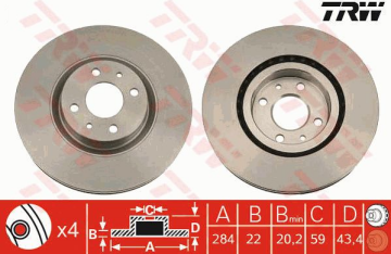 Fiat Linea Ön Fren Diski 1.6 Multijet 105 Beygir 284 mm Çap 2007-2017 TRW