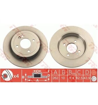Kia Rio 3 Arka Fren Diski 262 mm Çap 2012-2017 TRW