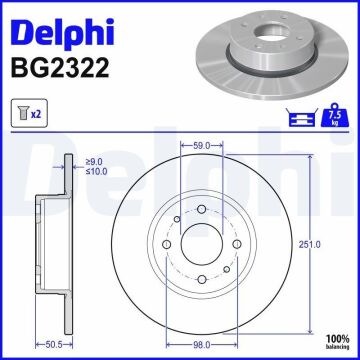 Fiat Linea Arka Fren Diski 1.6 Dizel 105 Beygir 251 mm Çap 2007-2017 DELPHI