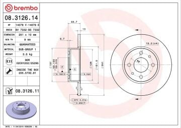 Fiat Linea Arka Fren Diski 1.6 Multijet 105 Beygir 251 mm Çap 2007-2017 BREMBO